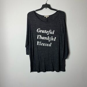 Charcoal Long Sleeve Top with Inspirational Message